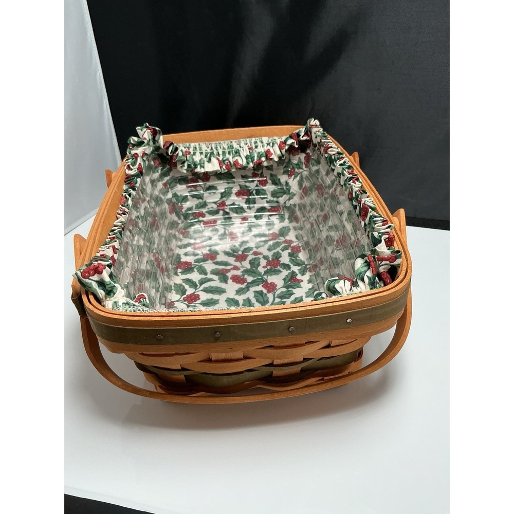 Longaberger 1996 Edition Holiday Cheer Basket Liner & Protector Swing Handles - Picture 7 of 12